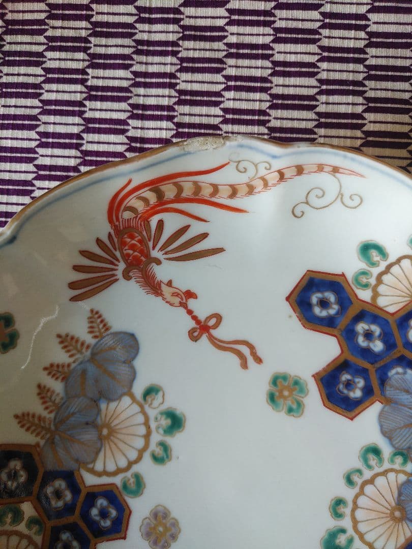 saiさん 古伊万里 桐菊鳳凰文輪花皿 と伊万里皿4枚 まとめて