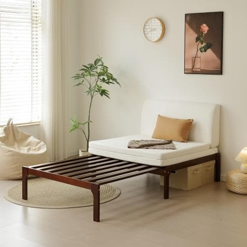 ディベッド ソファベッド シングル 天然木製 伸長式ベッド ベッドフレーム 伸縮