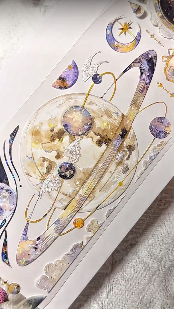 【8648】海外　マステ　3/5/巻売り　貝殻光マスキングテープ　星