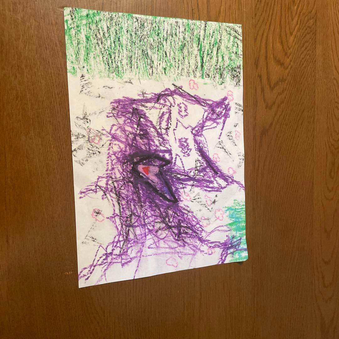 クレヨン画 抽象的なデザイン A4サイズ