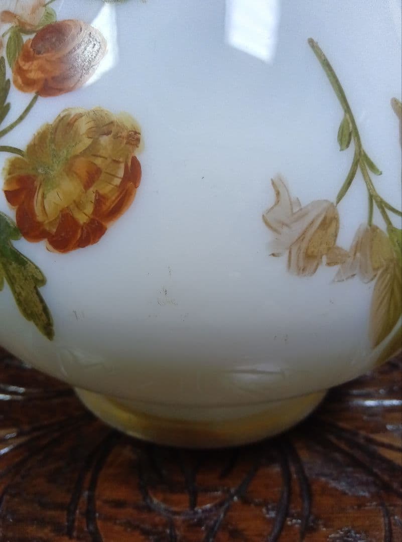 フランスアンティーク花柄フラワーベース　専用木箱付き