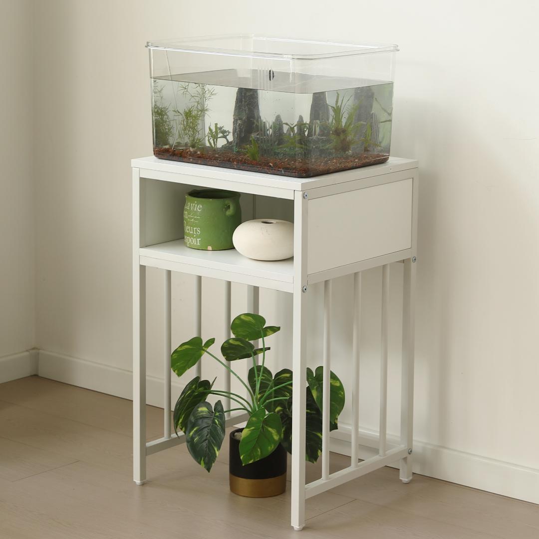 超人気!二段 幅45cmスチール 頑丈 アジャスター付 水槽 White