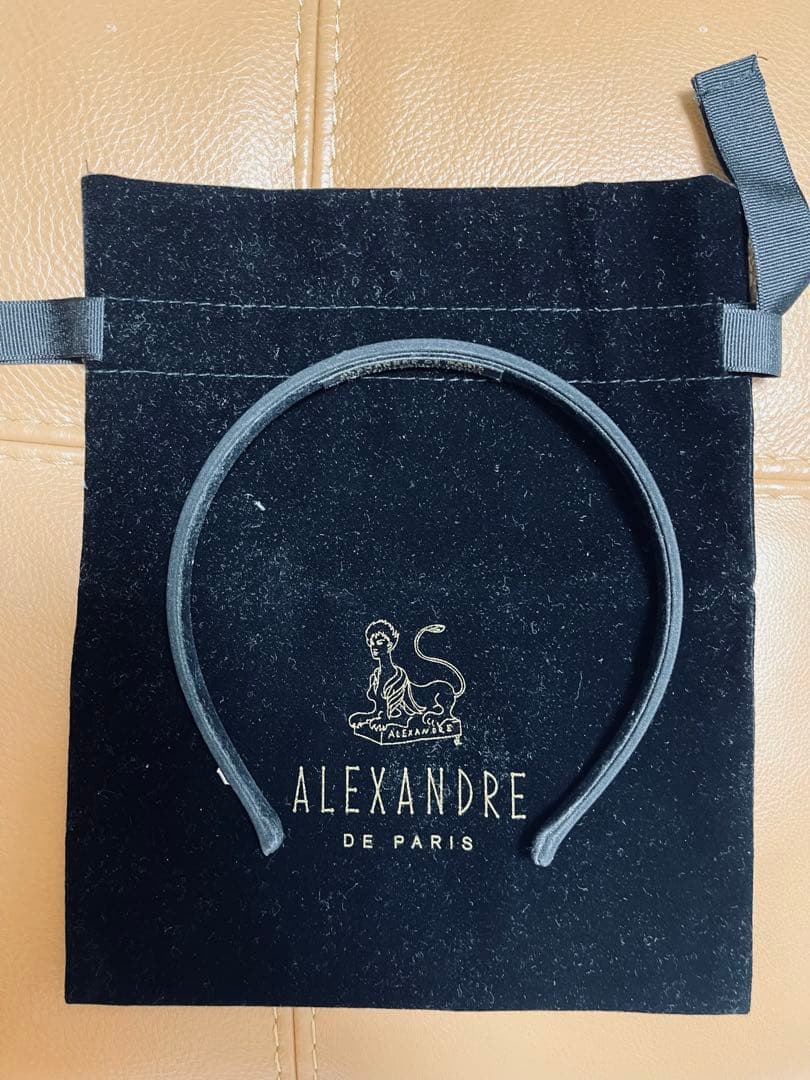 値下げ　ALEXANDRE DE PARIS ブラックサテン ヘアバンド