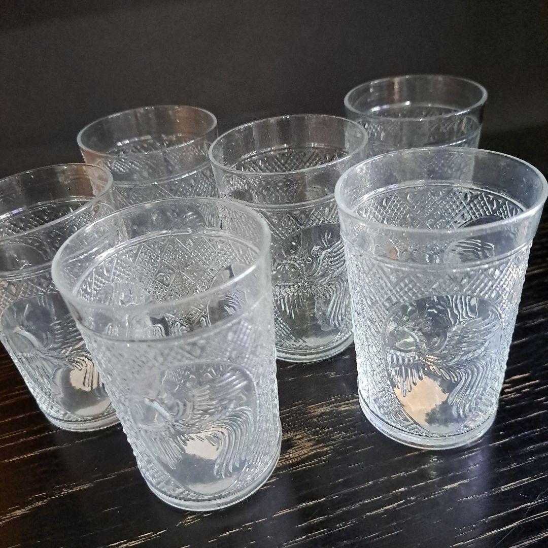 明治　東亜硝子製　THE BESTGLASS　　グラス　鳳凰文　六個　共箱