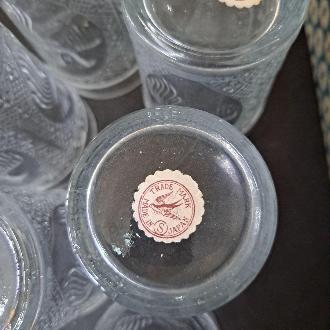 明治　東亜硝子製　THE BESTGLASS　　グラス　鳳凰文　六個　共箱