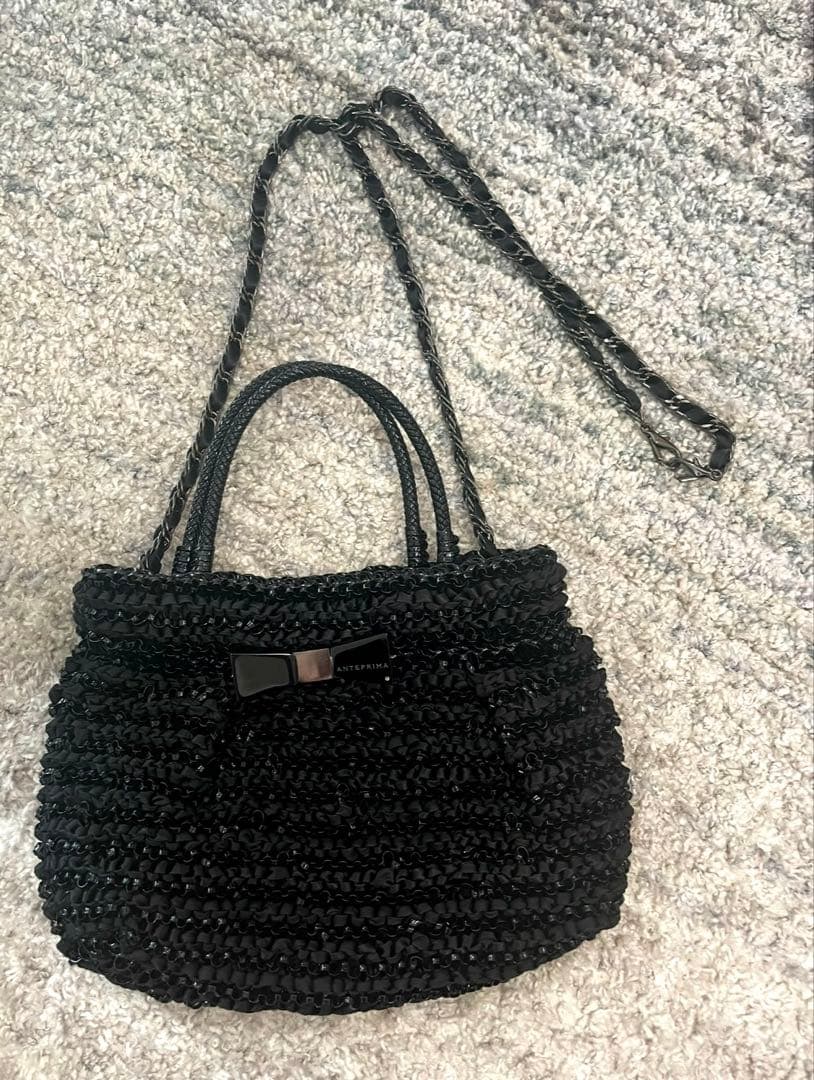 【美品】アンテプリマ ワイヤーリボンバッグブラック