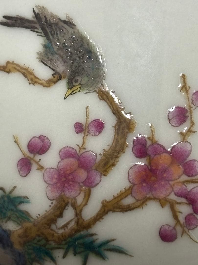 中国清時代　花鳥文茶碗 盃 粉彩　琺瑯彩　雍正年製在銘 官窯 2個セット