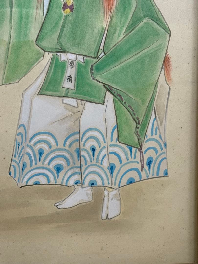 訳あり ★☆ 童形鶴亀 尾形月耕の孫？ 尾形礼正？ 詳細不明 額装品 日本画