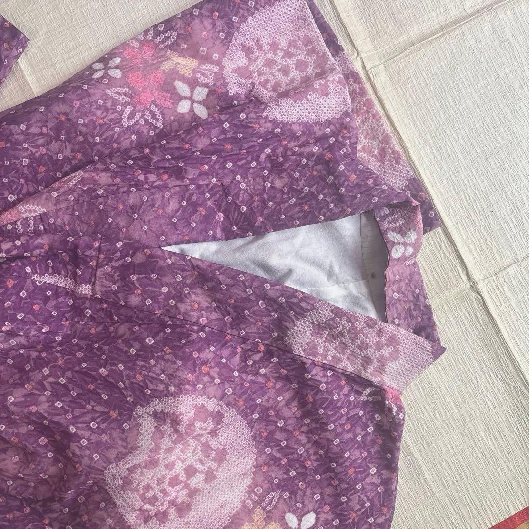 セール中❣️ 希少な色　きれいめ赤紫 有松　絞り　高級　浴衣 紫陽花　手縫い