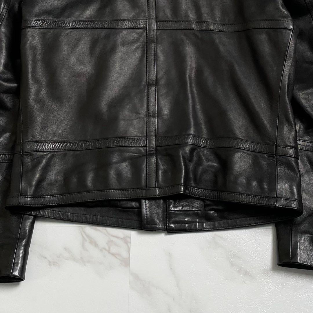 入手困難★エンメティ★襟ムートン ラムレザー ライダースジャケット ブラック