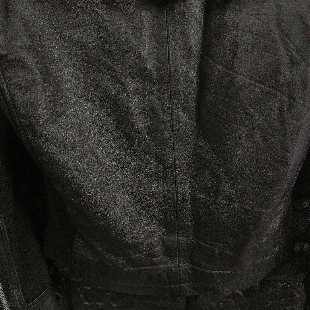 月星ノーアイディー黒ラムレザーシングルライダースフード付きジャケット完売品