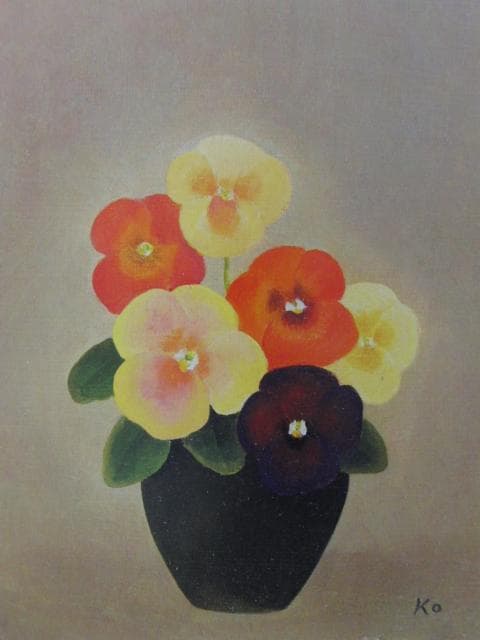 小杉小二郎、【三色すみれ】、希少な額装用画集より、新品額装付