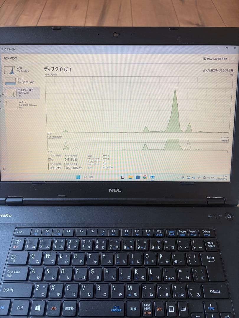 【美品】NEC VersaPro ノートPC 16GB SSD512GB