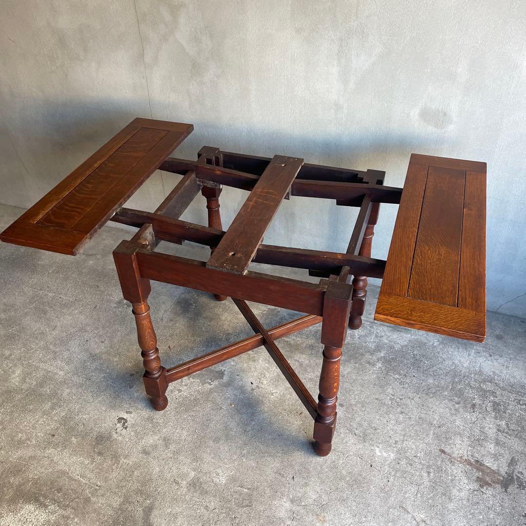 イギリス　オールドアンティーク家具 ドローリーフテーブル 拡張テーブル　オーク