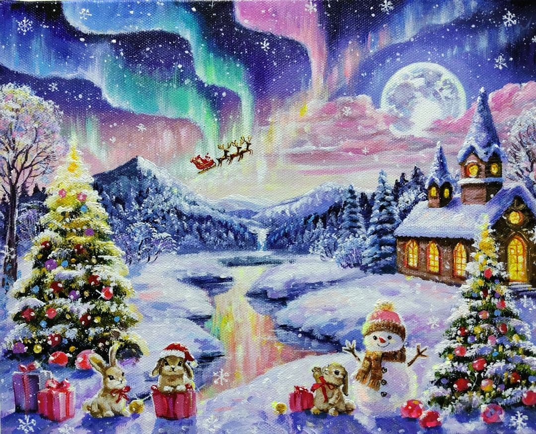 ♡*)様 【Christmas Party】アクリル画 F3 風景画 絵画