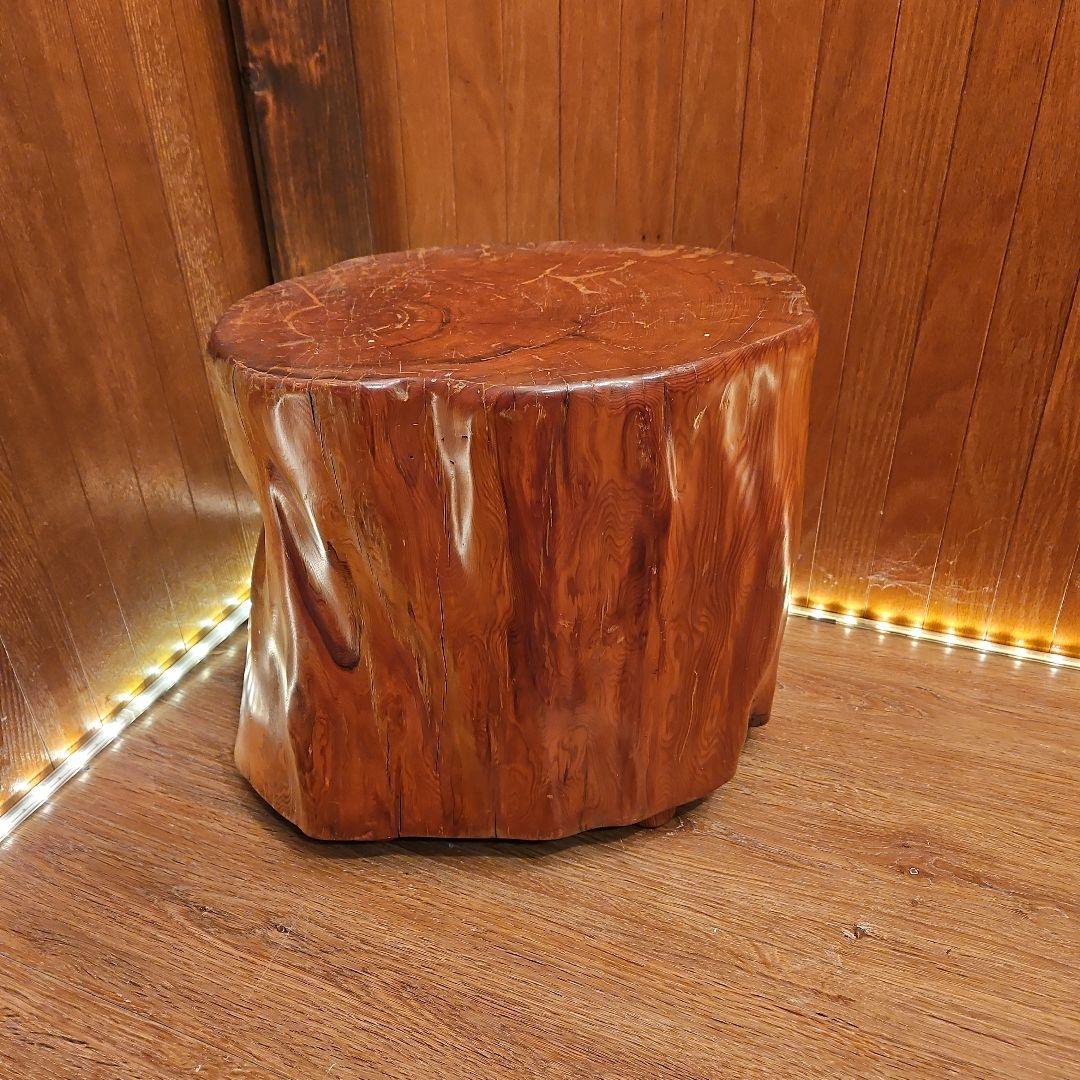 世界遺産 鹿児島 屋久杉 漆塗り 天然木 スツール 丸太椅子