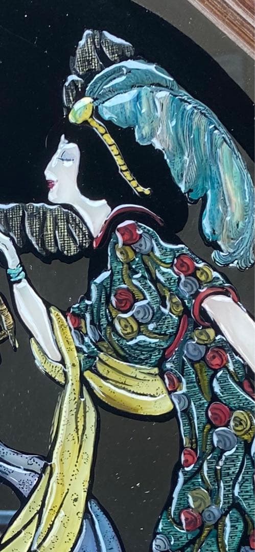 ステンドグラス ミラー絵画♦️ラタンフレーム♦️グリム童話♦️シンデレラ♦️送料込