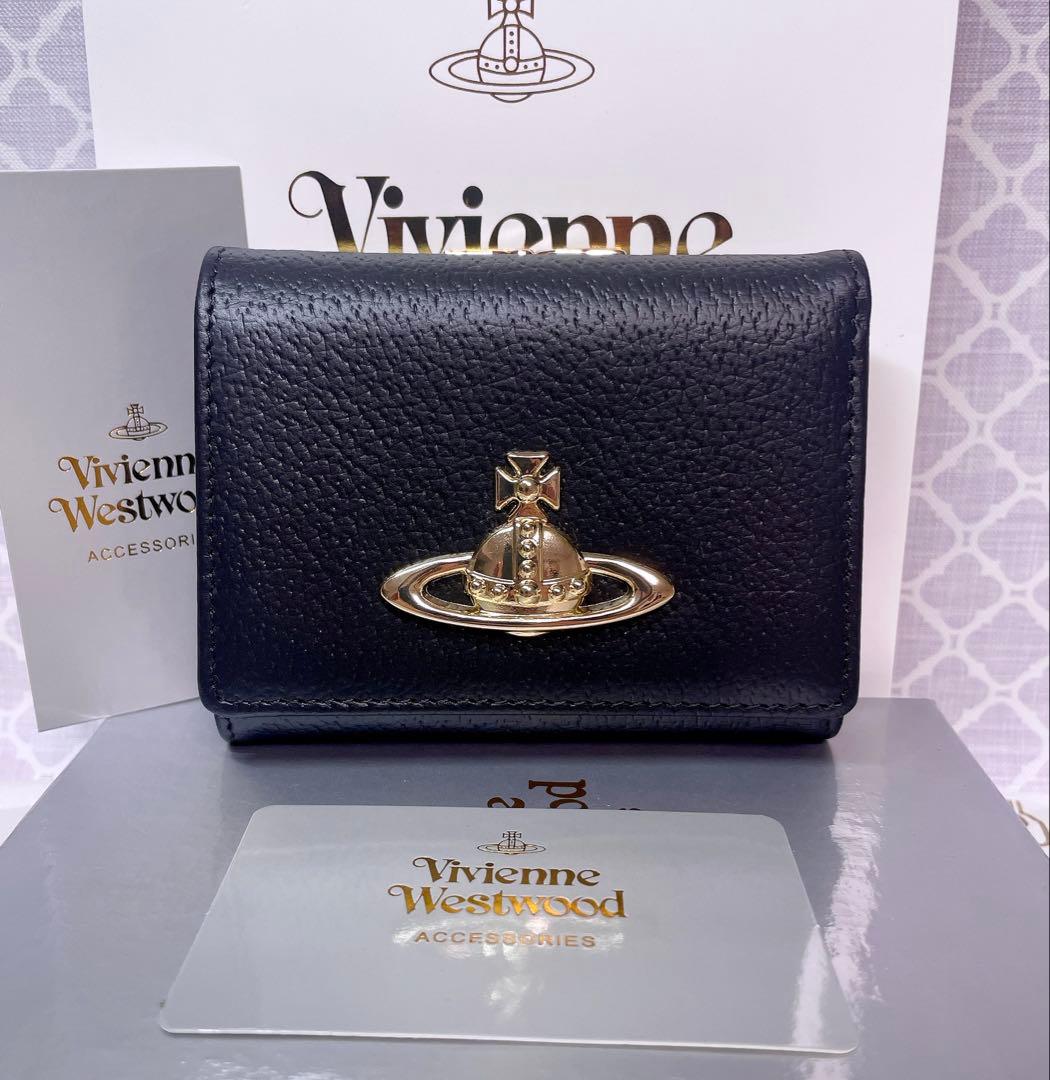 【最新☆新品】ヴィヴィアン・ウエストウッド　三つ折り財布 ブラック ユニセックス