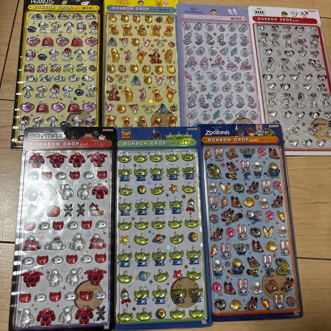 ボンボンドロップシール　ミニ　7枚セット ディズニー　スヌーピー