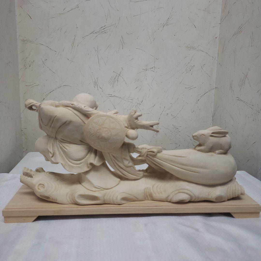 Ｂフライデー　蔵出し特価縁起物 七福神★楠材 布袋とうさぎ★福徳円満 子孫繁栄