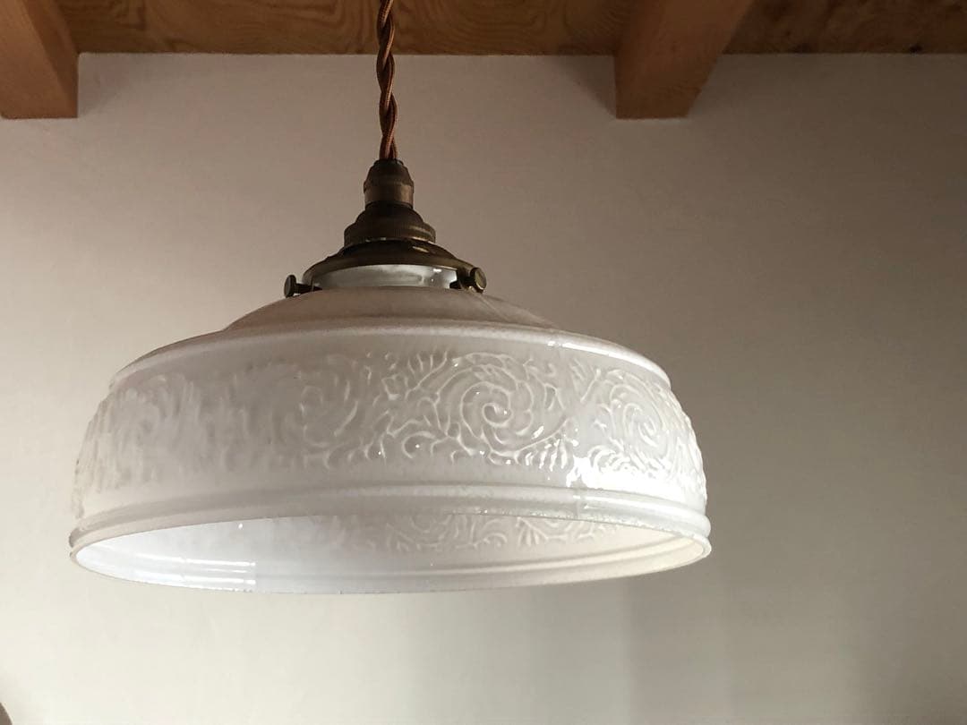 ヴィンテージ ランプシェード ミルクガラス 電傘 電笠