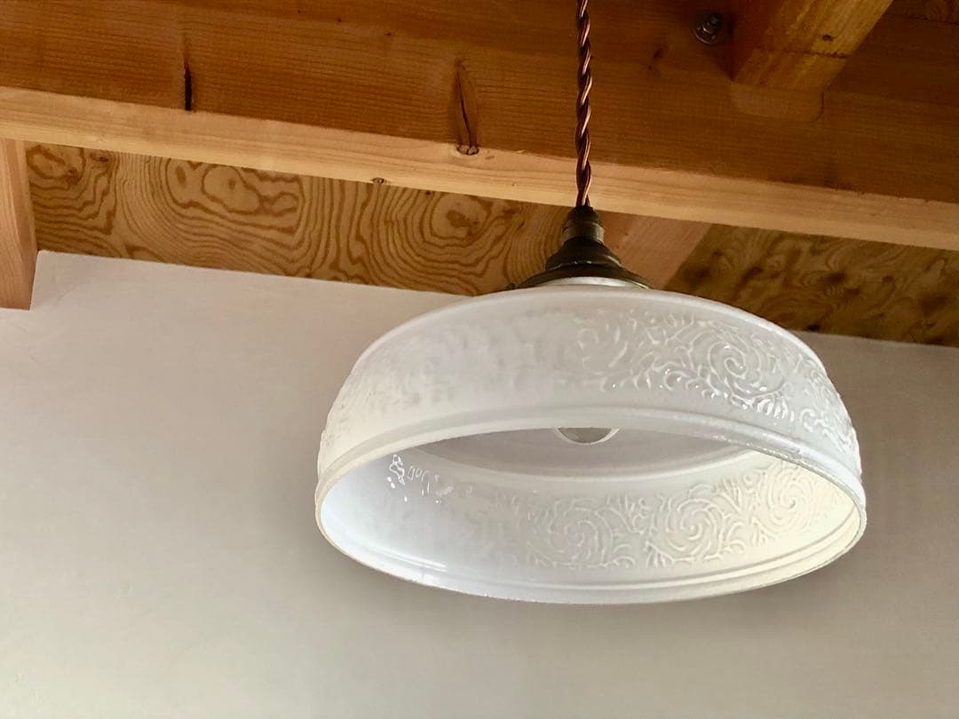 ヴィンテージ ランプシェード ミルクガラス 電傘 電笠