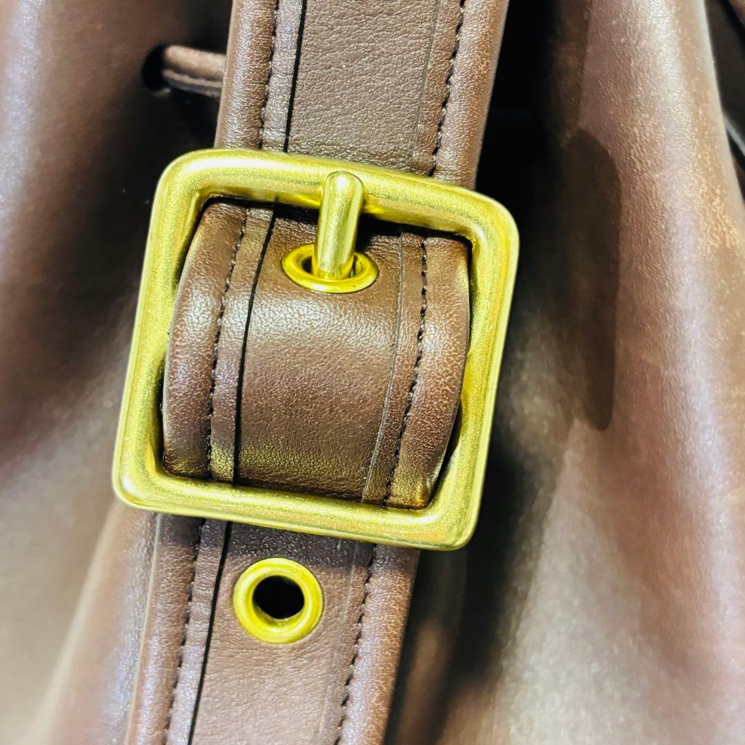 美品 COACH オールドコーチ 巾着型ショルダー ブラウン 9952