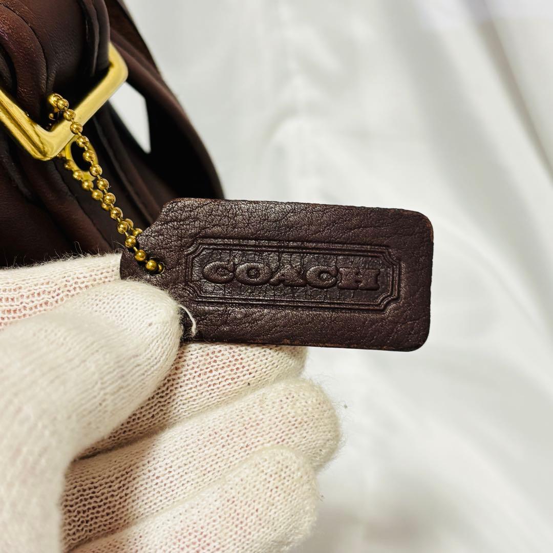 美品 COACH オールドコーチ 巾着型ショルダー ブラウン 9952