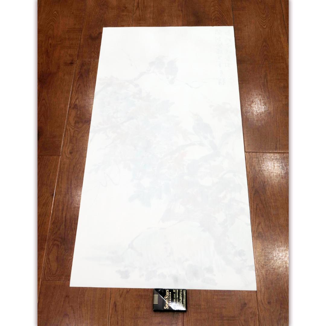 中国の花鳥画 「開到紫藤芳事盡」水墨画 肉筆画真跡保証あります R-10101