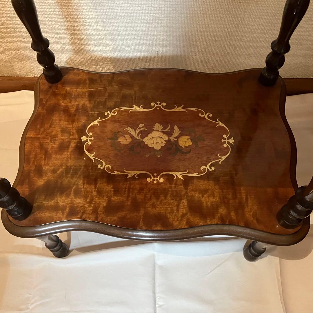 イタリア製 花柄 木製コンソールテーブル サイドテーブル