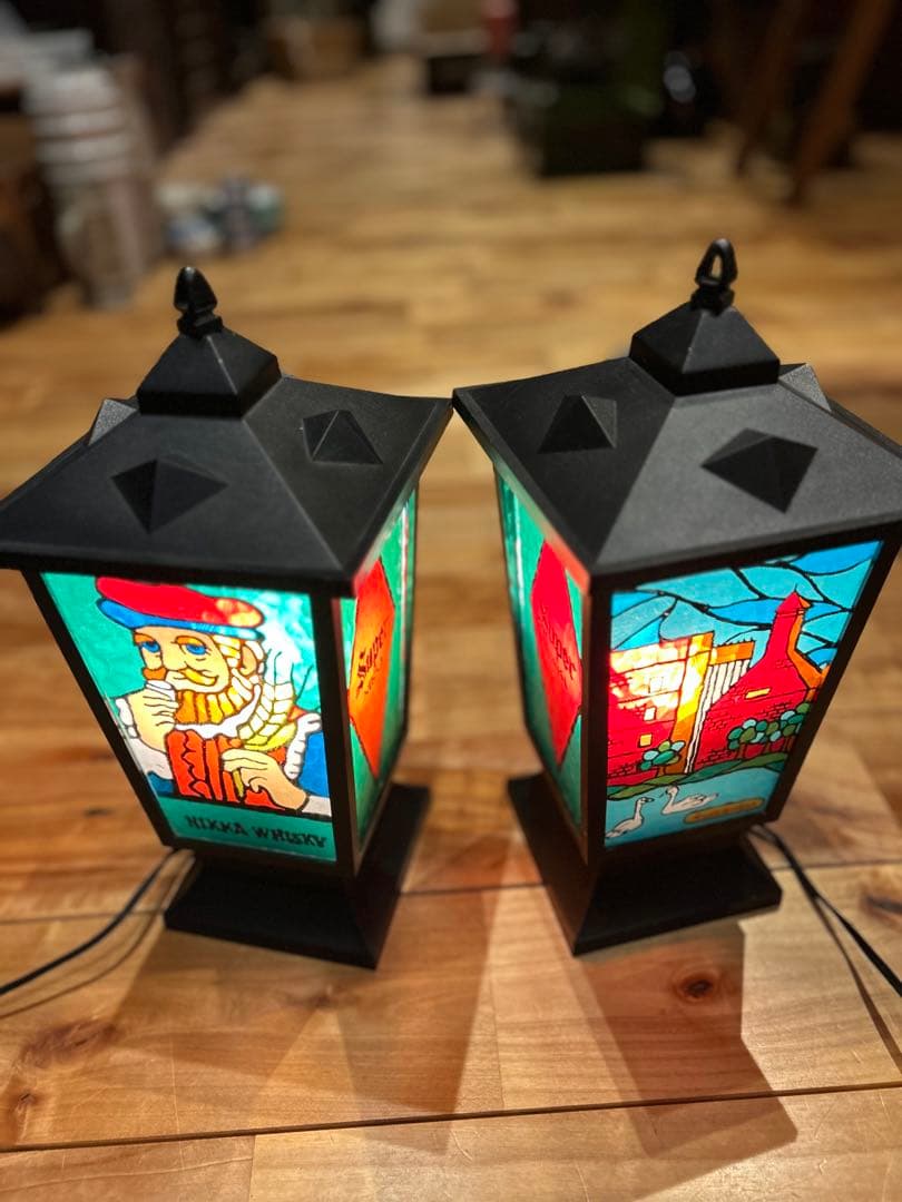 ステンドグラス風NIKKA WHISKYランプ 2個セット※バラ売り可（説明参照