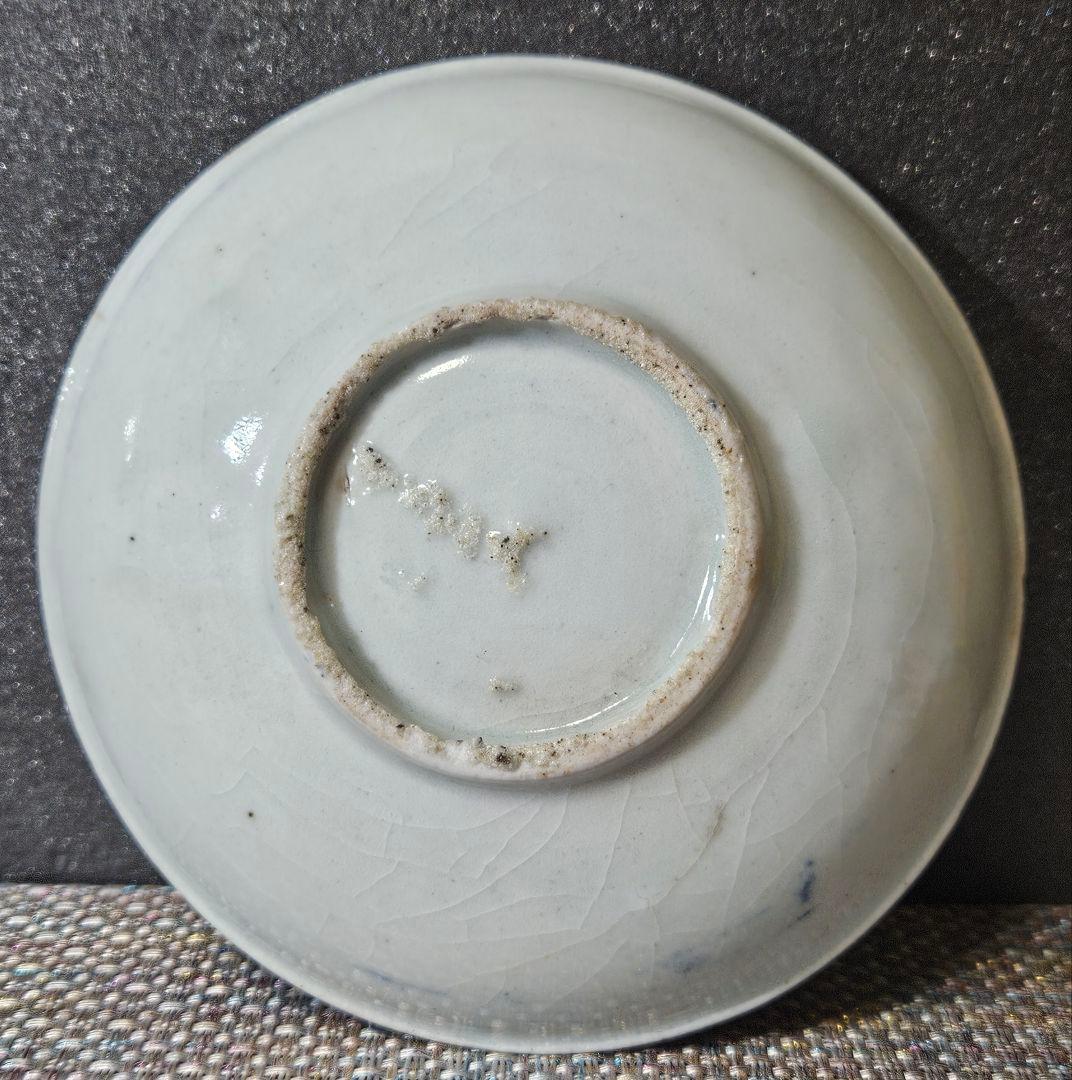 【名品古伊万里❗05】江戸時代初期　 初期伊万里　染付鶴図　12.8cm皿