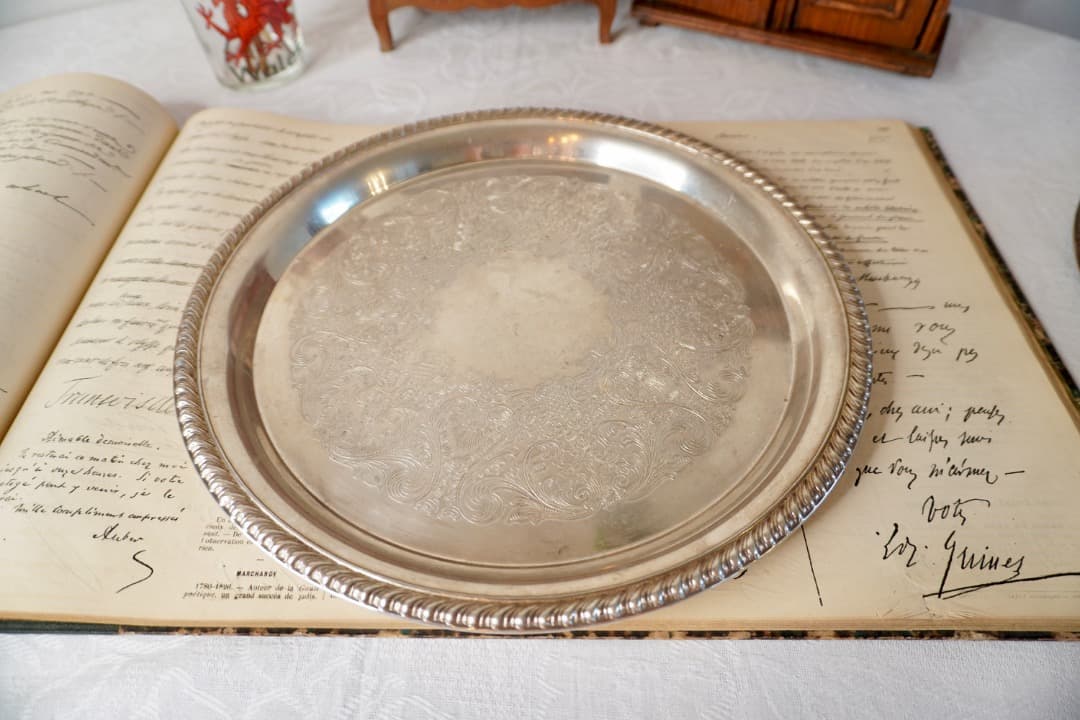 フランス ヴィンテージ シルバープレート トレー