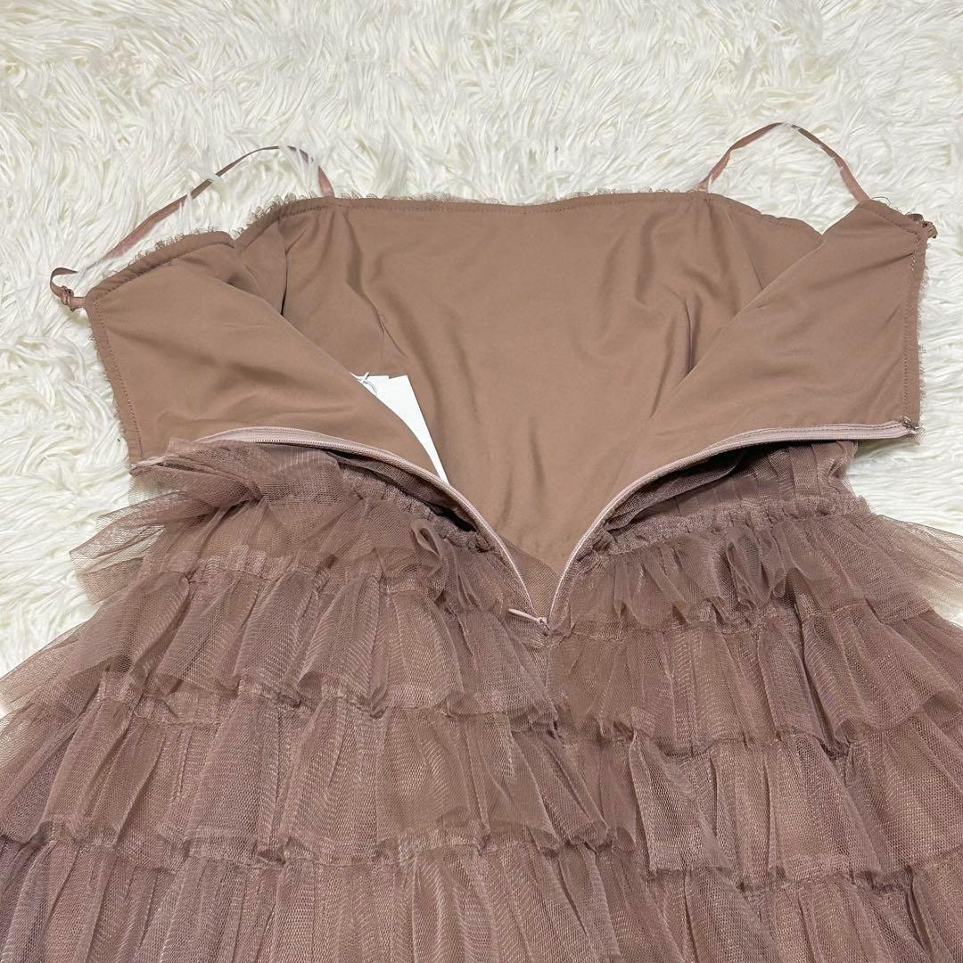 新品　FRAY I.D 2wayチュールフリルティアードドレス　ピンクベージュ