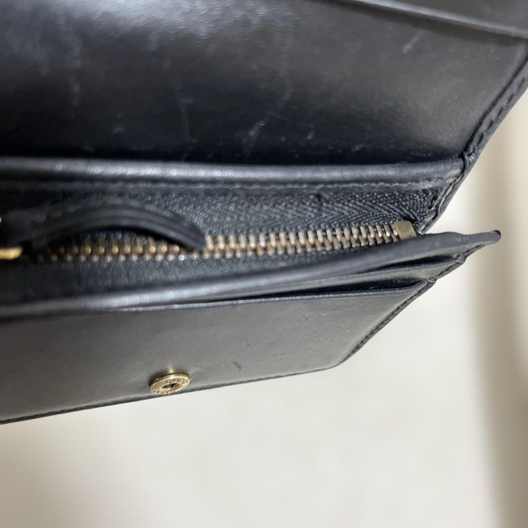 グッチ 財布 リネアキャット GG柄 シマ レザー 猫 黒 ミニ 二つ折り