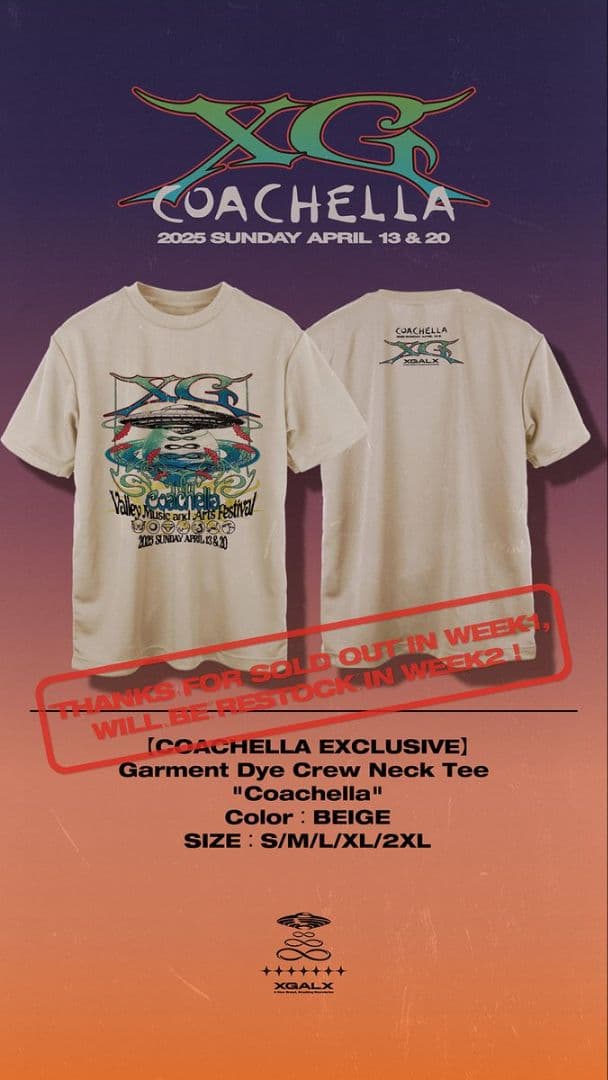 D*!様 【会場限定】【即完グッズ】XG Coachella TシャツXL