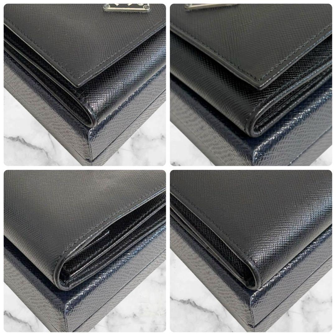 極上美品✨PRADA プラダ 三つ折り財布 サフィアーノ ブラック