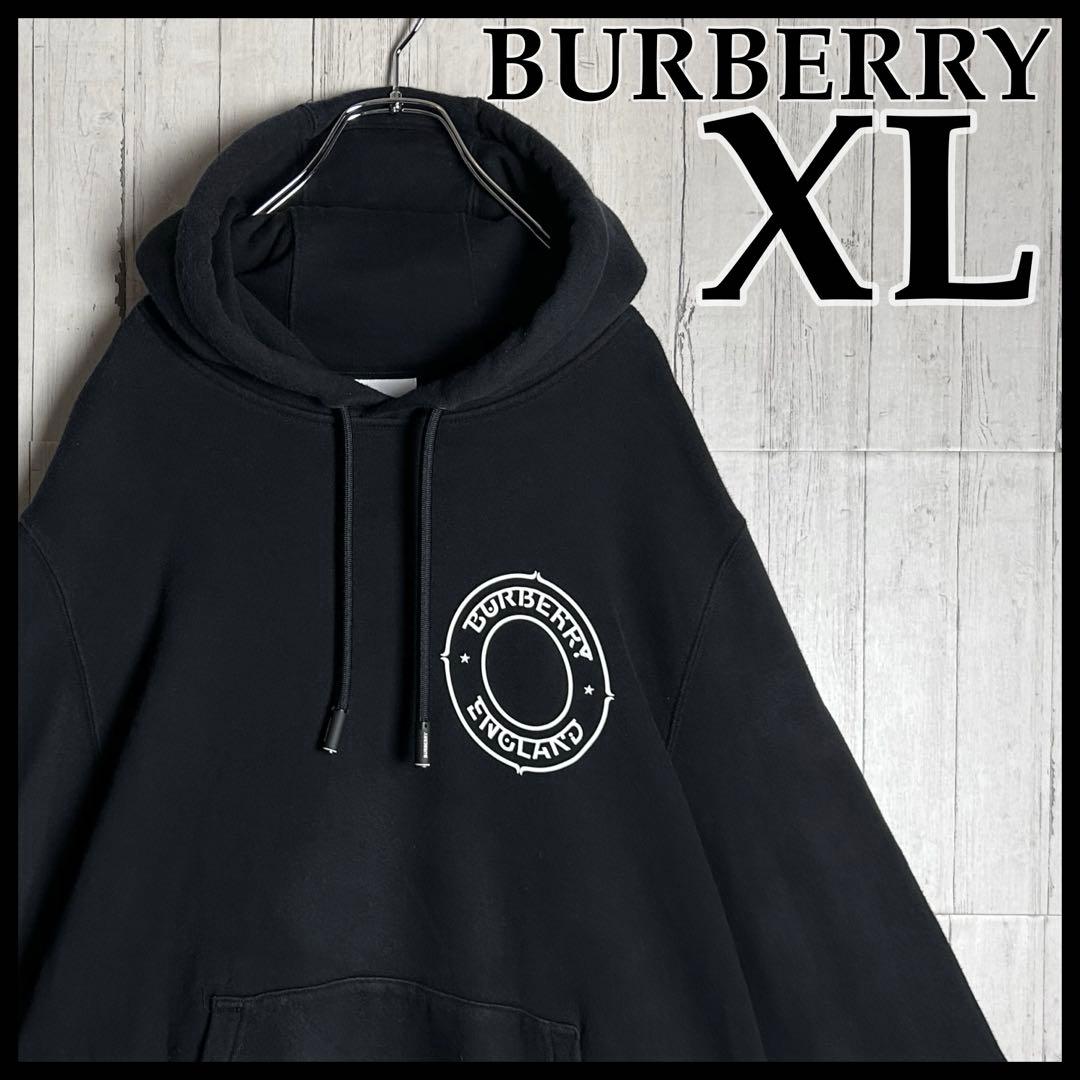 【極美品・XL】バーバリー 20AW サークルロゴ パーカー オーバーサイズ 黒
