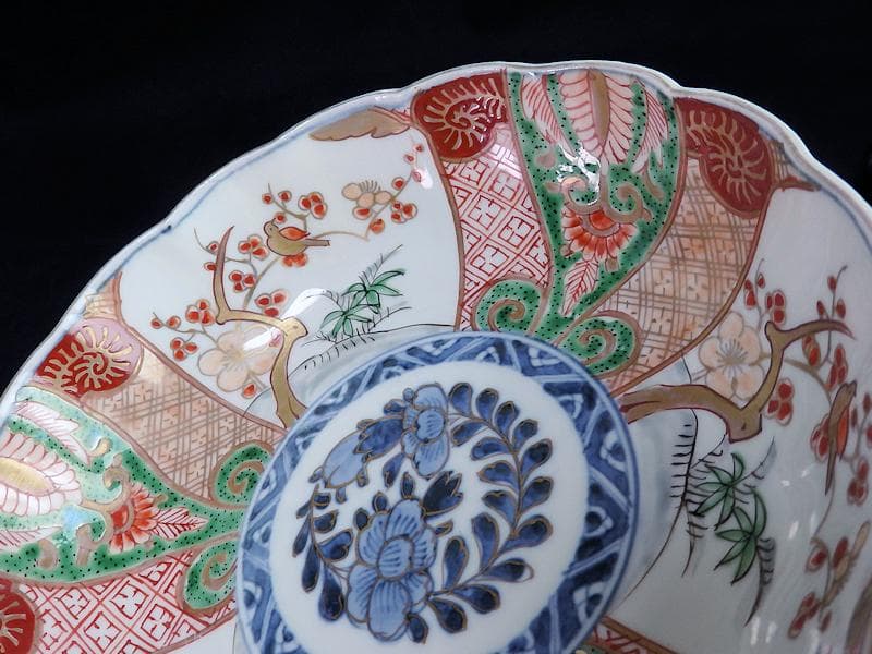 古伊万里　金襴手　牡丹に松竹梅の図　大振膾皿　３客　C784AS-CFz