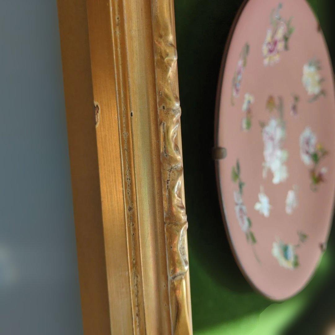 ジャスパー　テラコッタ　皿額装エナメル彩アンティーク