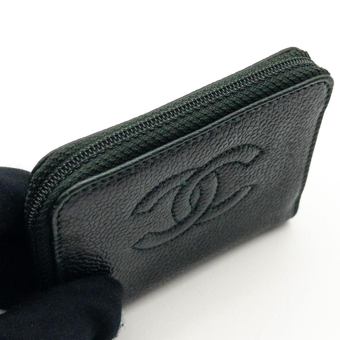 【超極美品】CHANEL ケース　ココマーク　キャビアスキン　グリーン