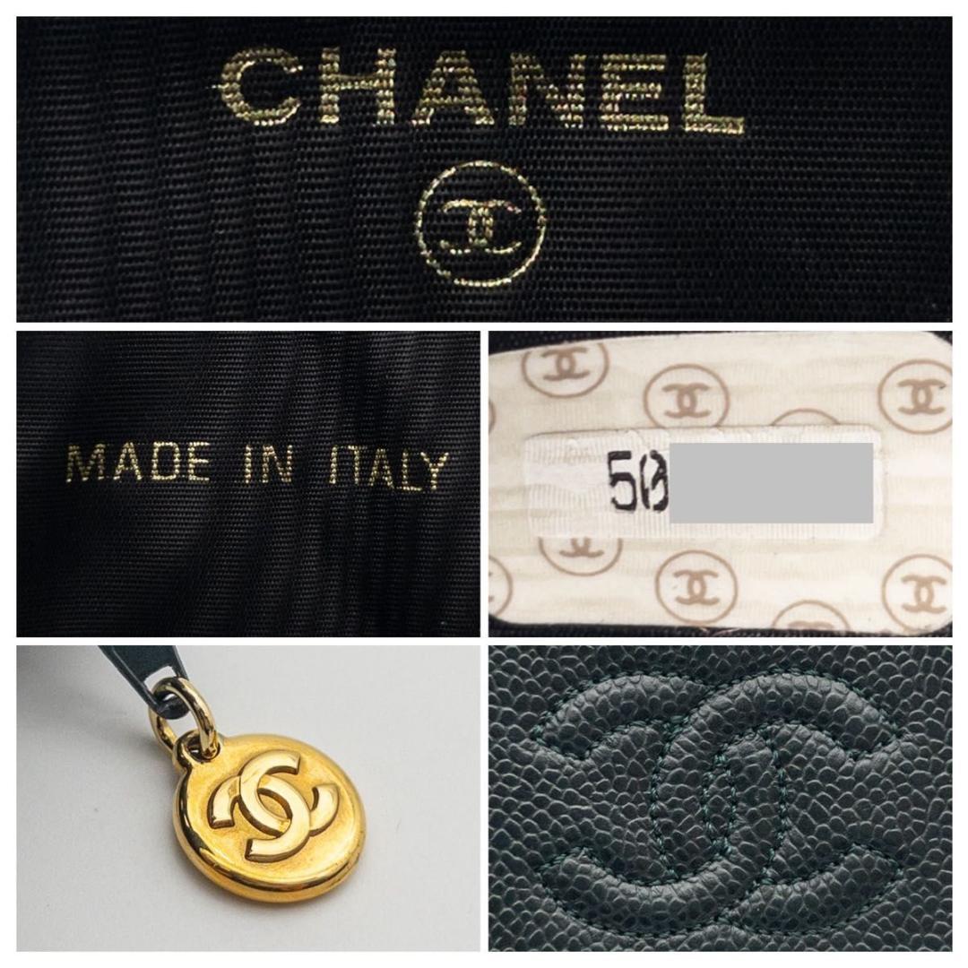 【超極美品】CHANEL ケース　ココマーク　キャビアスキン　グリーン