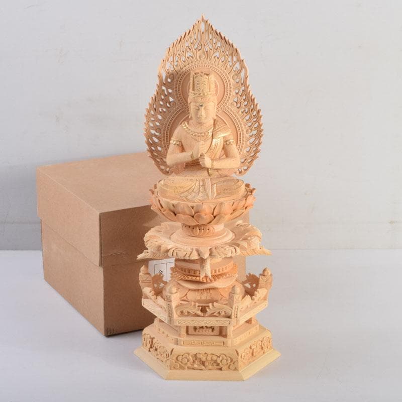 仏教美術　桧彫刻　大日如来像　仏像　華鬘台　C　8862