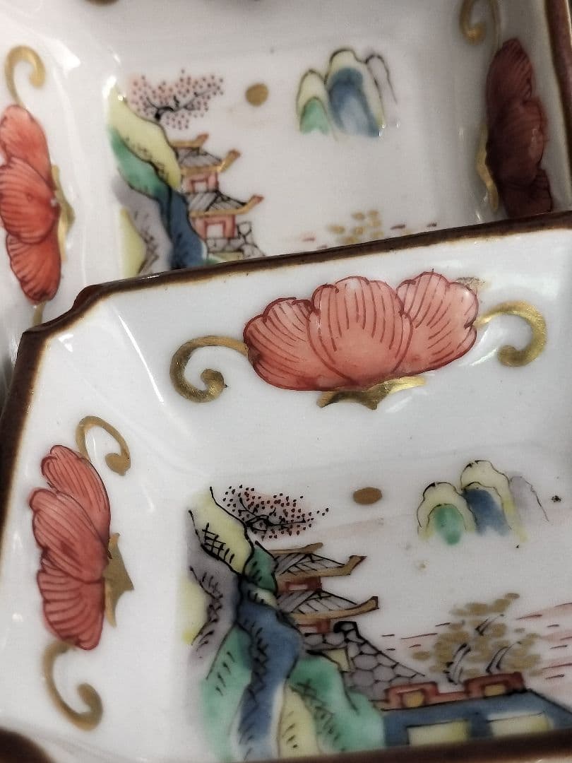 古代中国錦手小皿六枚