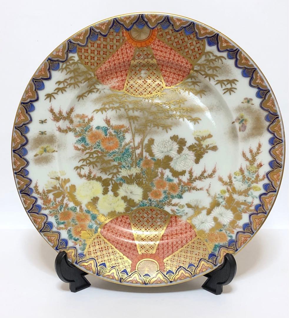 明治香蘭社 オールド香蘭社 上絵金彩菊花秋草文 6寸皿