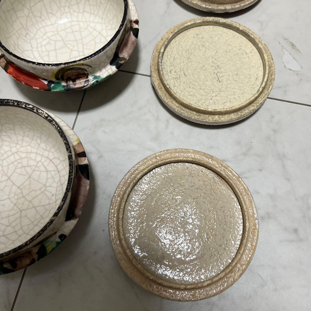 乾山　京焼　達磨　釜型　色絵　6客セット　アンティーク　骨董　尾形乾山　向付