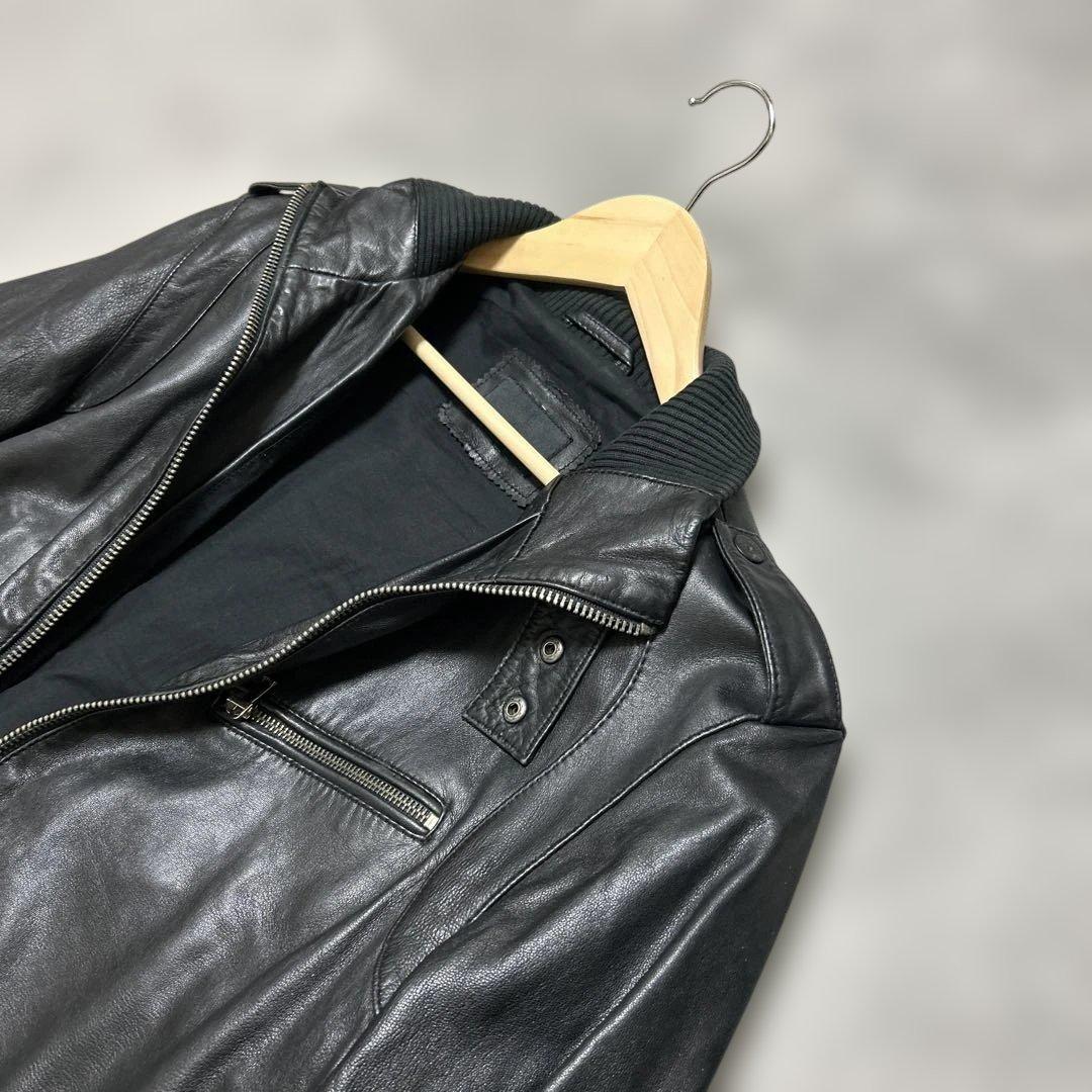 ZARAザラ　ブラックレザー本革メンズシングルライダースジャケット　サイズ38
