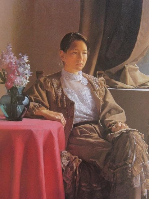 高梨芳実、【窓辺の婦人】、希少な額装用画集より、新品額装付、状態良好