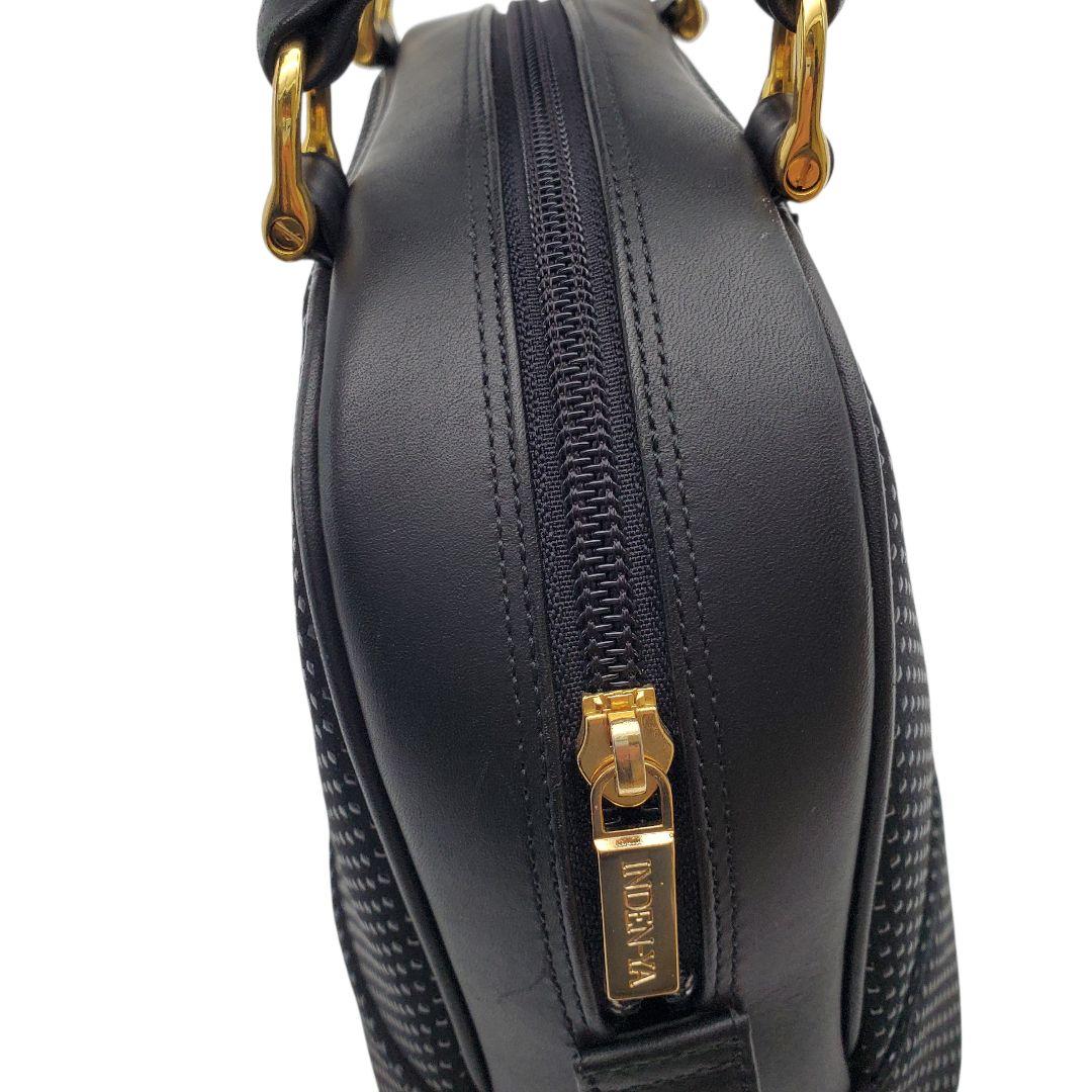 美品 印傳屋 INDEN-YA ハンドバッグ 鹿革 漆 甲州印伝 黒 ブラック