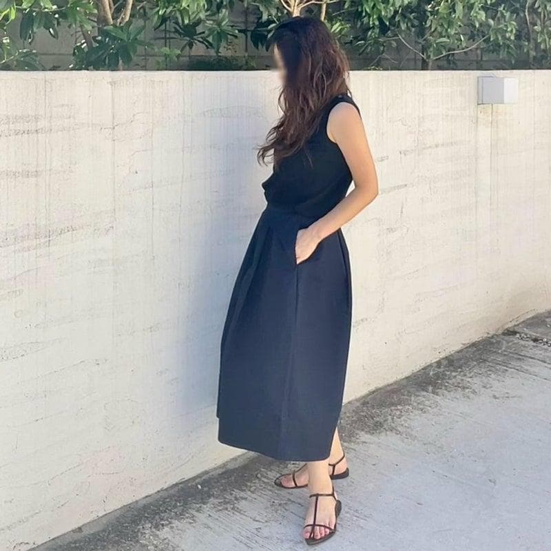 H01488）nala　 ナラ　ドレスパンツ　黒　2022　キュロット　ガウチョ